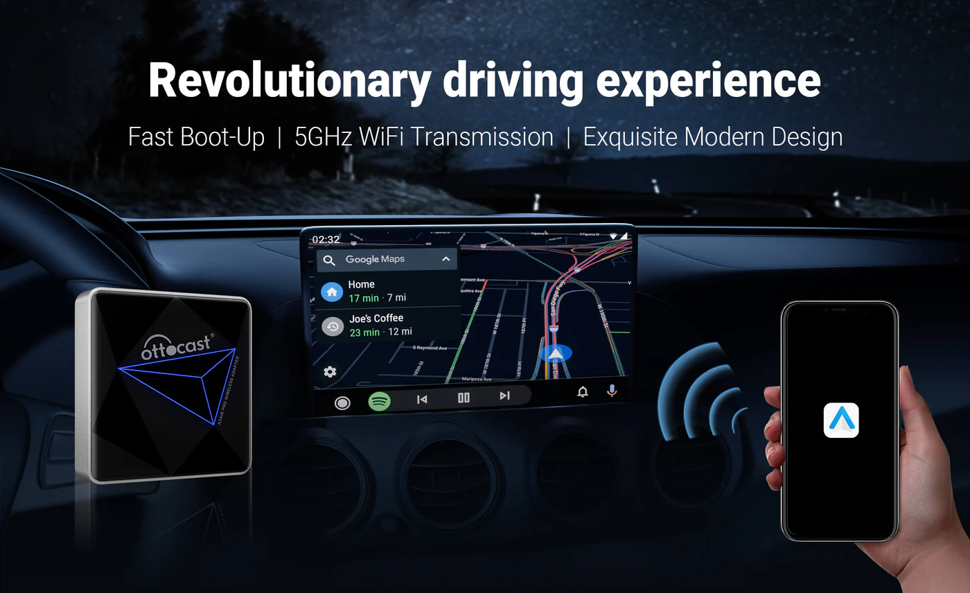 A2Air Pro Wireless Android Auto Adapter Revolutionary driving experience Fast Boot-Up 5GHz WiFi Transmission | Exquisite Modern Design