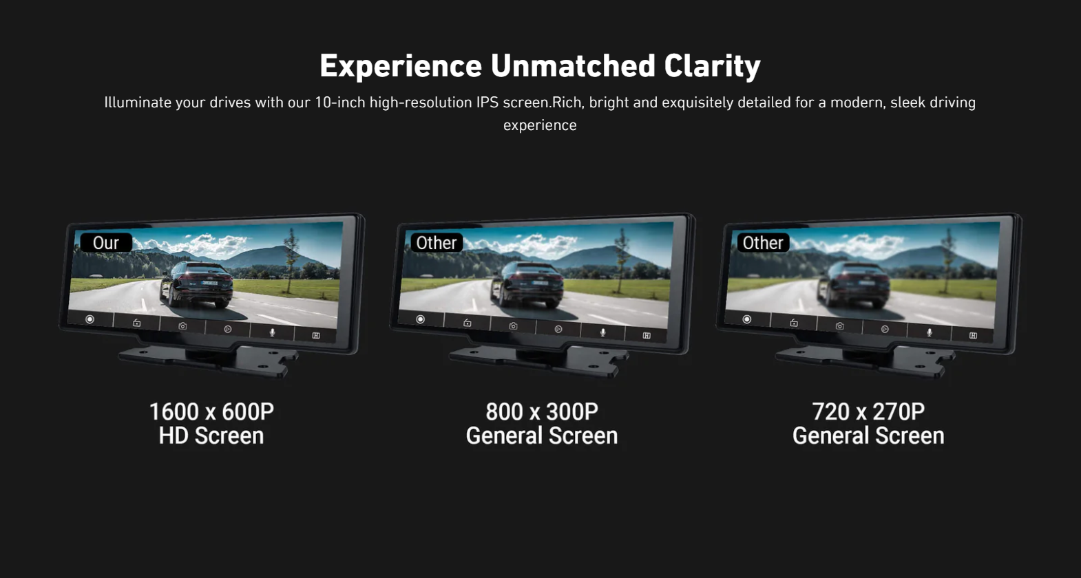 Experience Unmatched Clarity

Illuminate your drives with our 10-inch high-resolution IPS screen.Rich, bright and exquisitely detailed for a modern, sleek driving experience