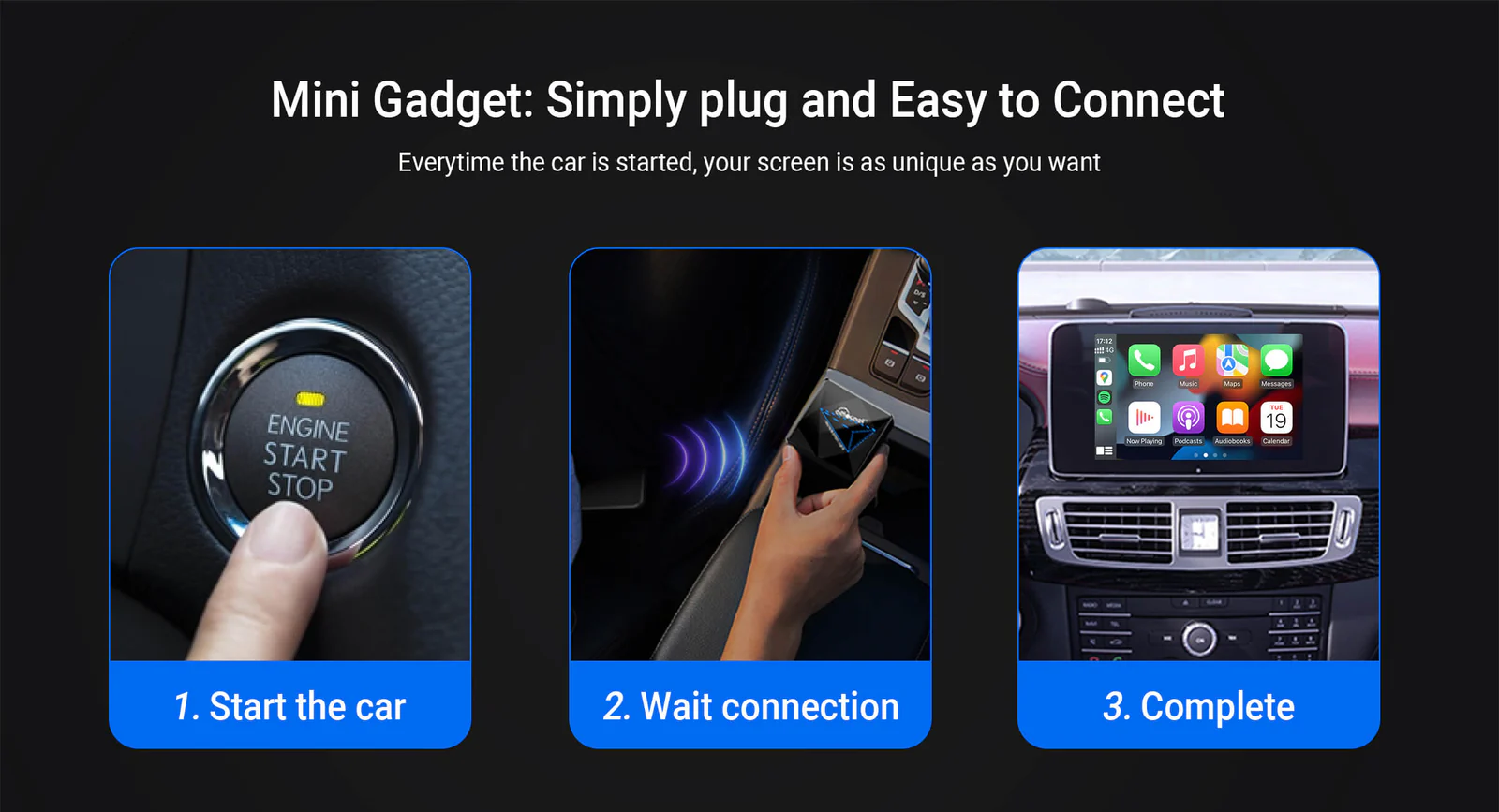 U2AIR Pro Wireless CarPlay Adapter Simply plug and Easy to Connect Every Time the car is started, your screen is as unique as you want