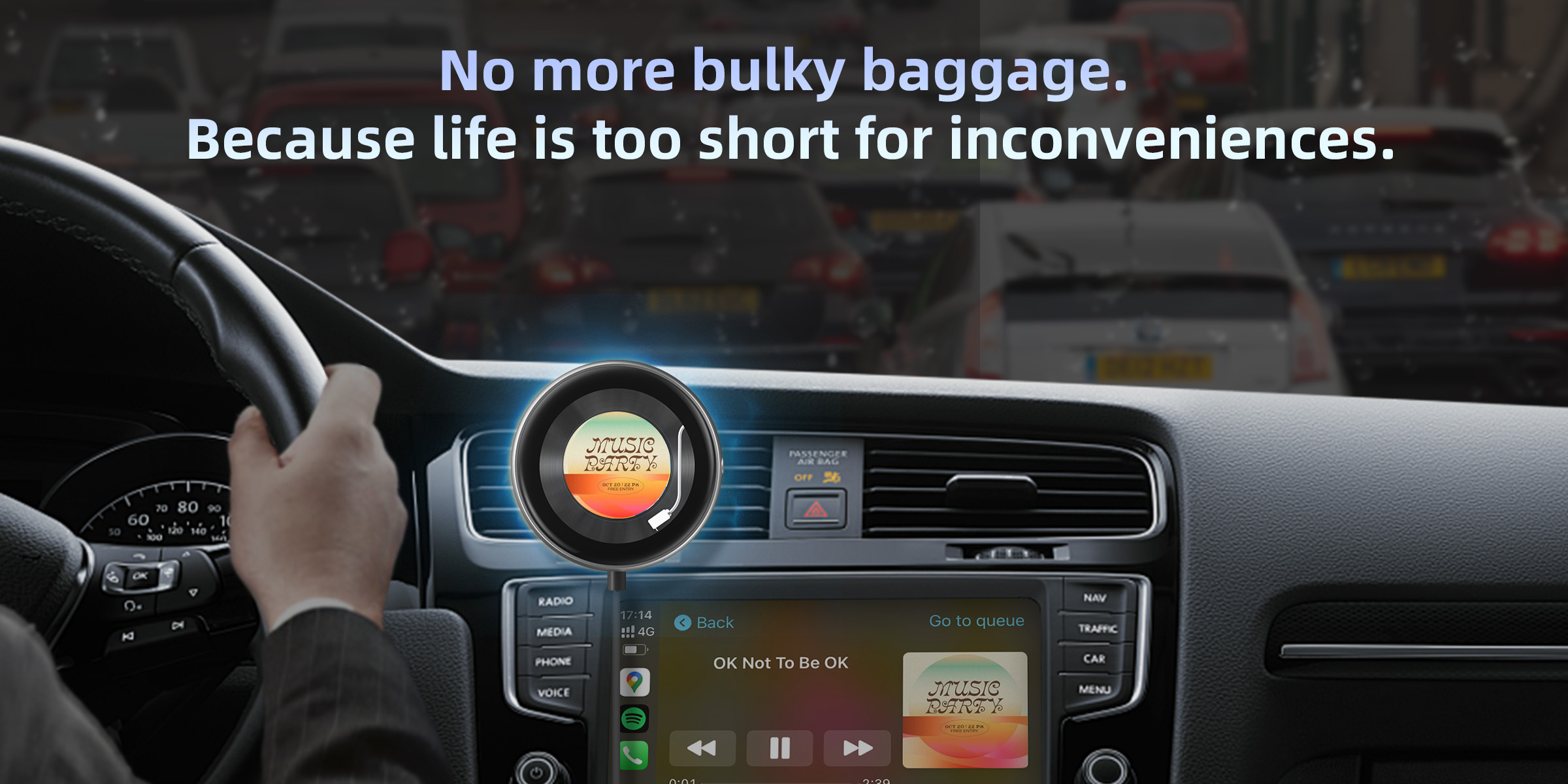 CarPlayClip Wireless CarPlay Adapter No more bulky baggage.Because life is too short for inconveniences.