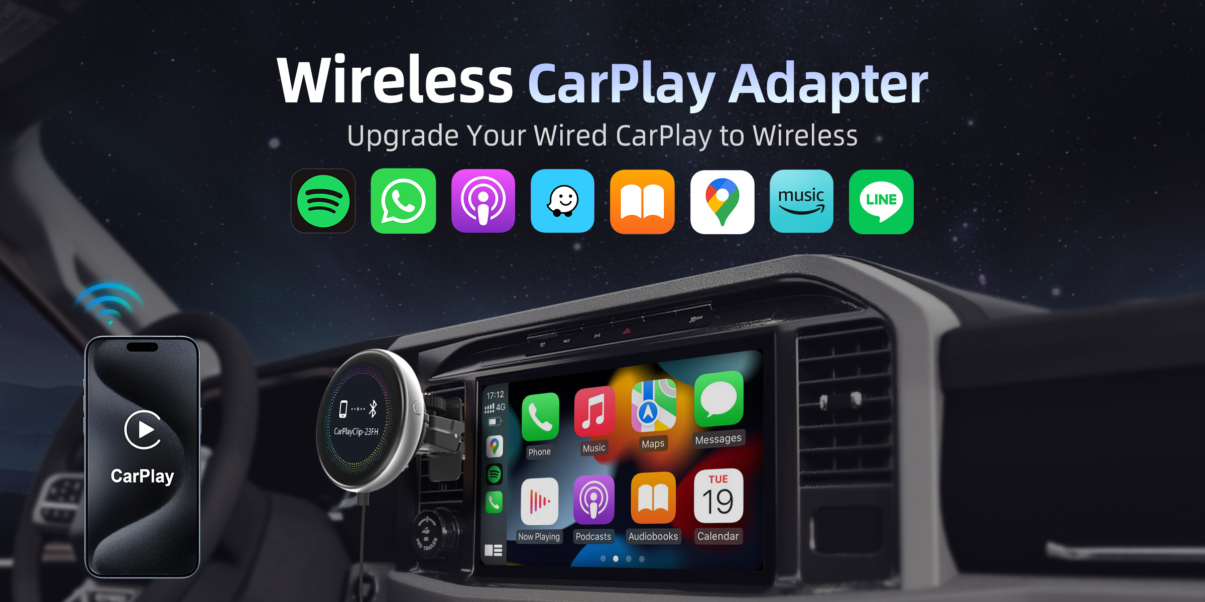 CarPlayClip Wireless CarPlay Adapter