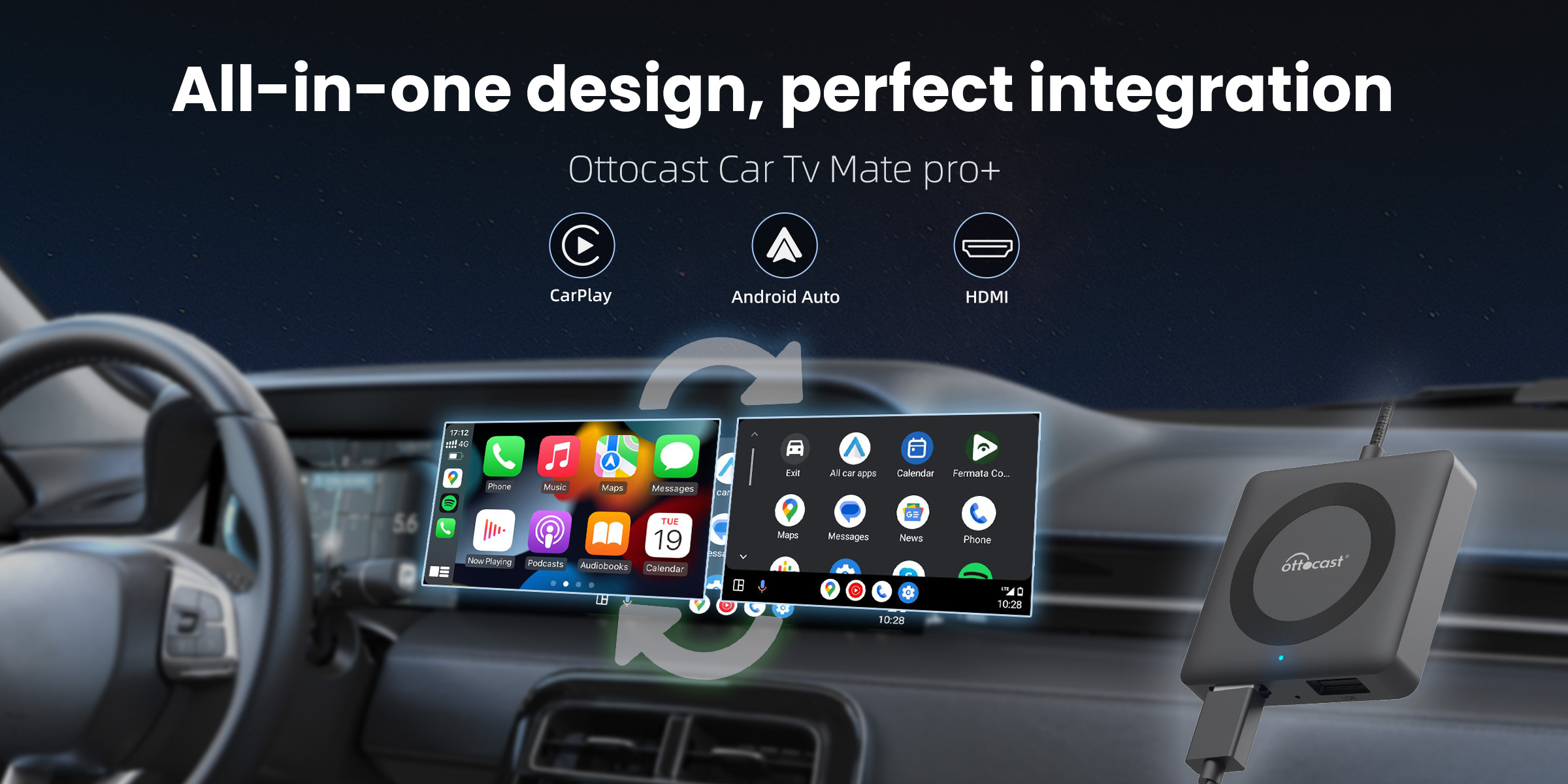 All-in-one design, perfect integration Ottocast Car Tv Mate pro