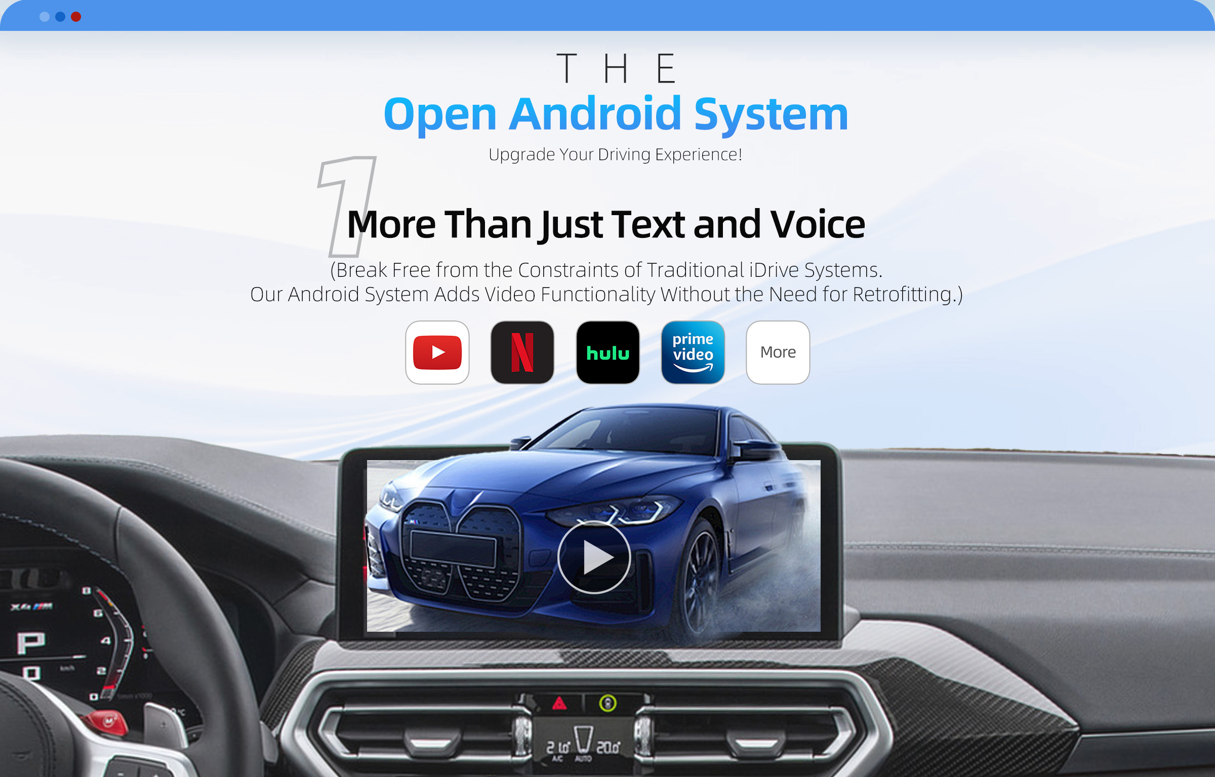 THE OttoAibox i3 BMW CarPlay AI Box Open Android System More Than Just Text and Voice — Upgrade Your Driving Experience! Break free from the limitations of traditional iDrive systems. With our Android system, you can seamlessly add video functionality without any retrofitting required.