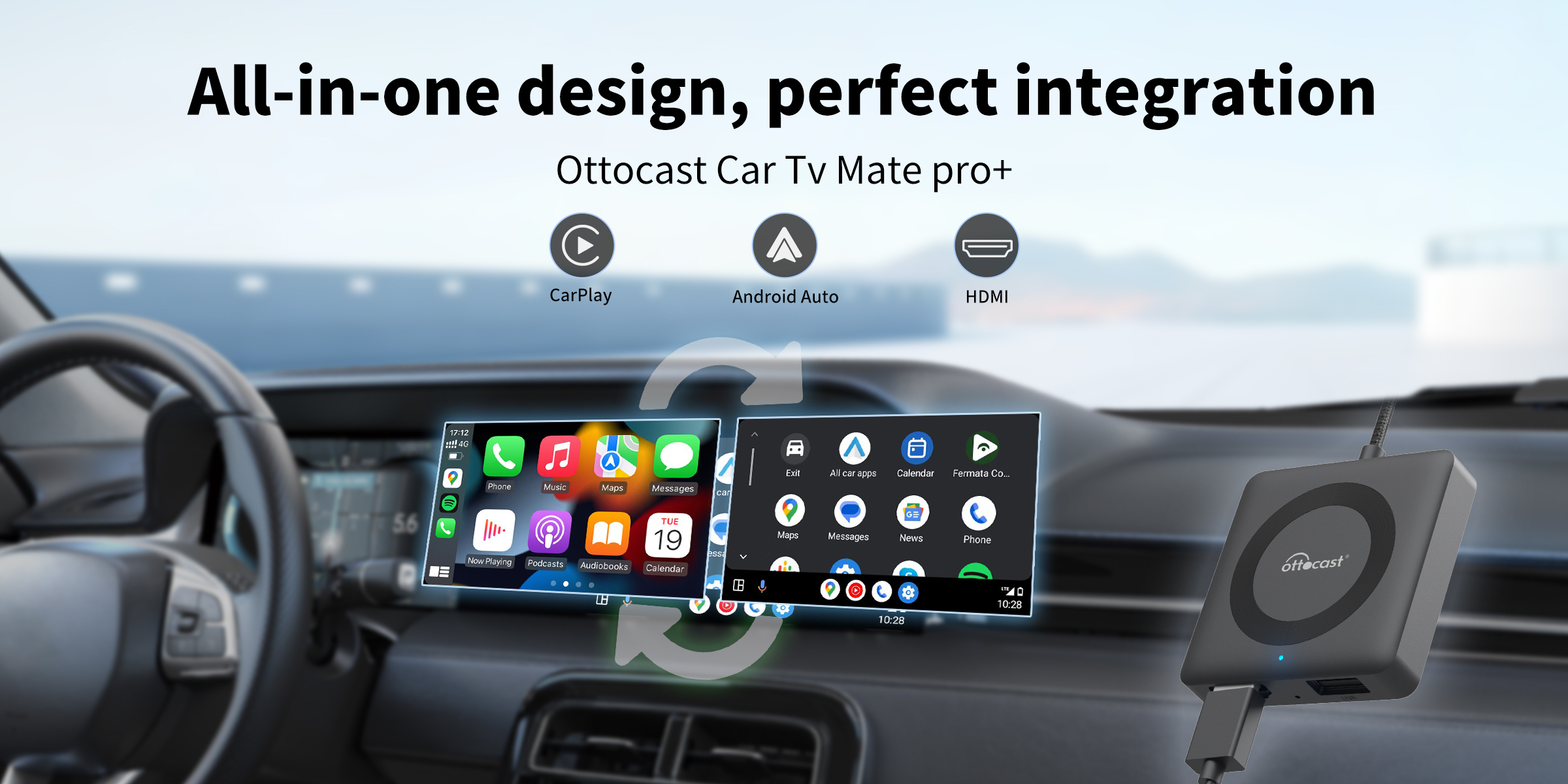 All-in-one design, perfect integration Ottocast Car Tv Mate pro+