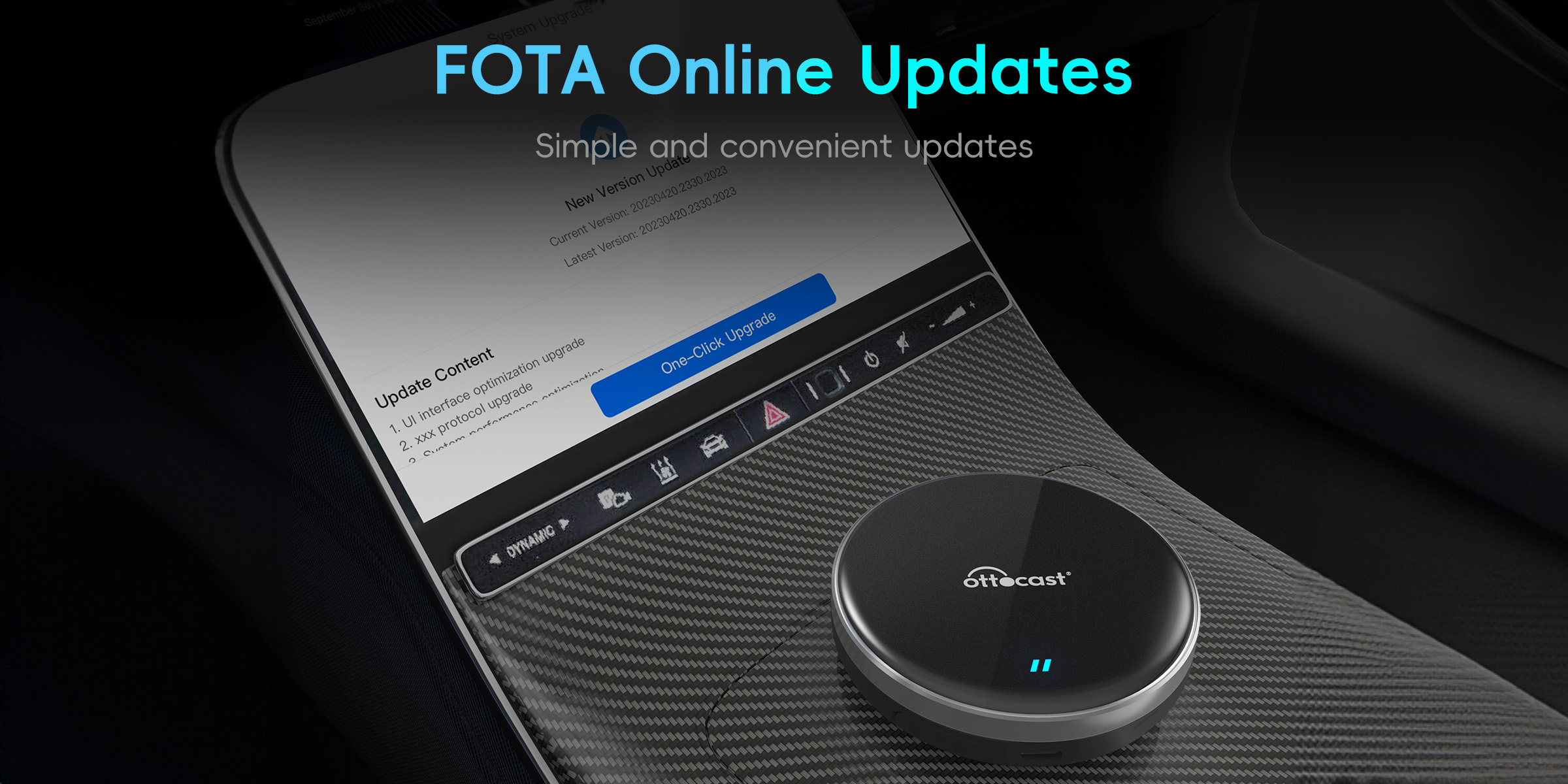 OttoAibox P3 Lite AI Box CarPlay FOTA Online Updates: Effortless and seamless system upgrades, keeping your device always up-to-date with just a few taps. Stay ahead with simplicity and convenience!