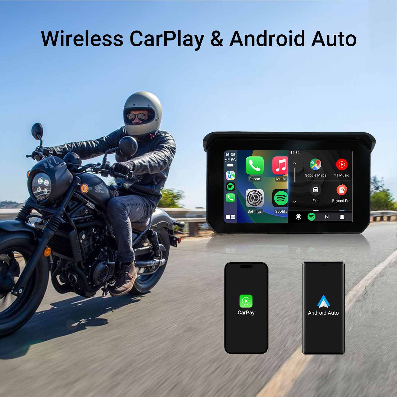 CarPlay Lite C5 SE Portable Motorcycle GPS Wireless CarPlay/Android Auto Screen