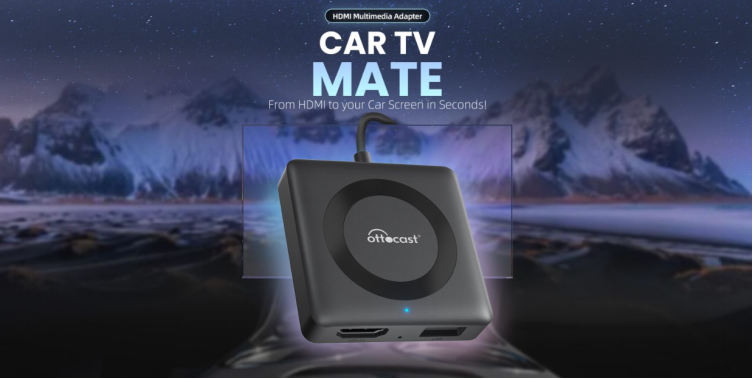 Car TV Mate Pro: Wireless CarPlay adapter with HDMI multimedia.