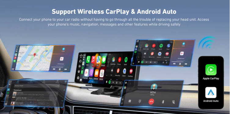 Ottoscreen Portable 10 Apple CarPlay / Android Auto Car Display Screen