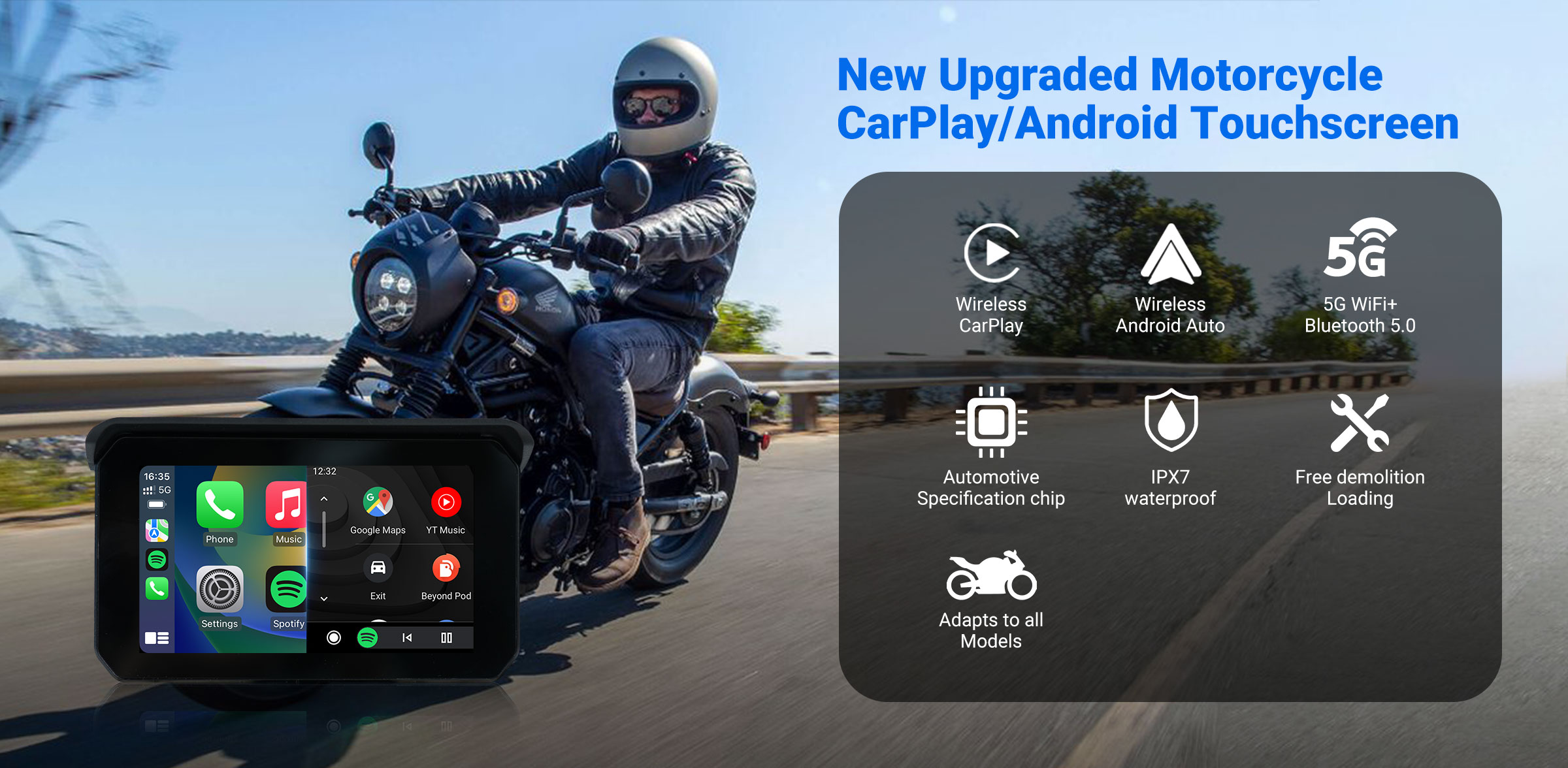 CarPlay Lite C5 SE Motocycle CarPlay/Android Touchscreen