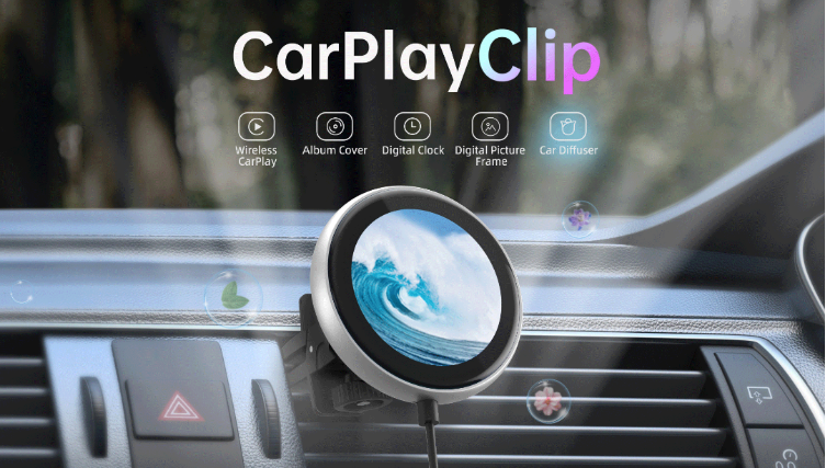 CarPlayClip Wireless CarPlay Adapter The CarPlayClip Wireless CarPlay Adapter can convert the regular Carplay into a wireless connection with ease of use. Everything will always be composed without interruption. The OttoPilot app lets you set up the screen using your favorite images, music album covers, or other car-related details which further makes your driving experience much more unique. As well, the 360-degree vent clip diffuser that is integrated shapes up the atmosphere in the car which further enhances your comfort. 